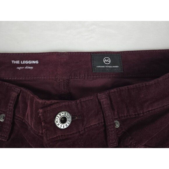AG Adriano Goldschmied Women’s Burgundy Corduroy Super Skinny Jeans Sizez 27 - Picture 3 of 14